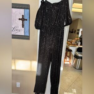 Off-Shoulder Sequin Jumpsuit